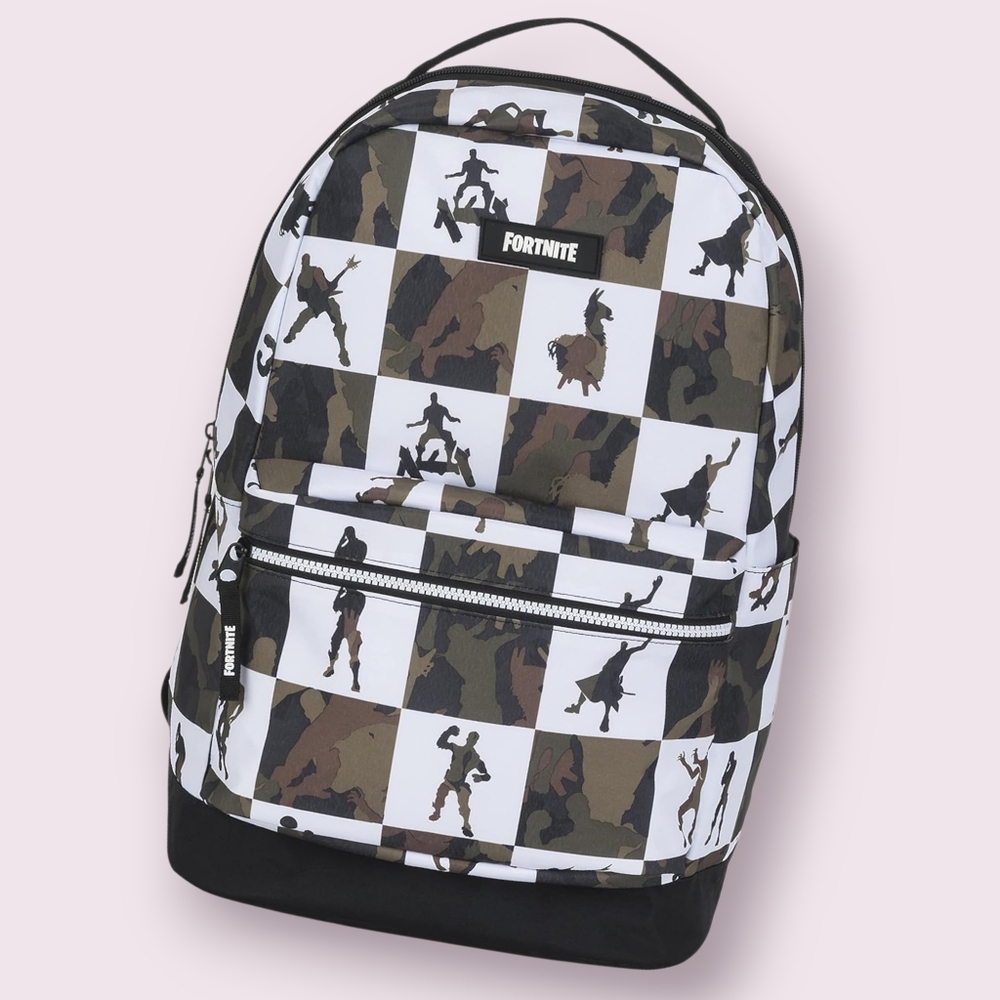 Fortnite White Checkered Camouflage Backpack